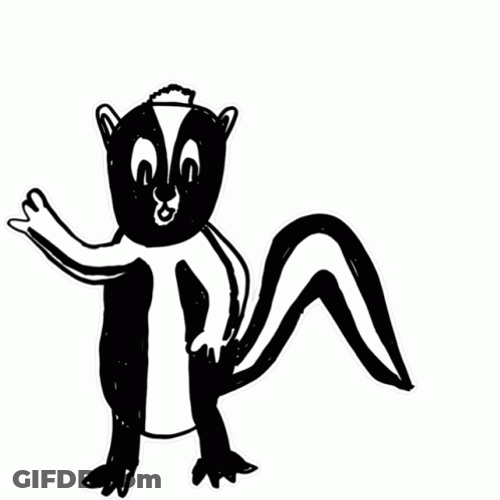 Poorly Drawn Waving Skunk GIF