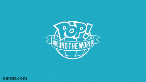 Pop Around The World Logo Blue Background GIF