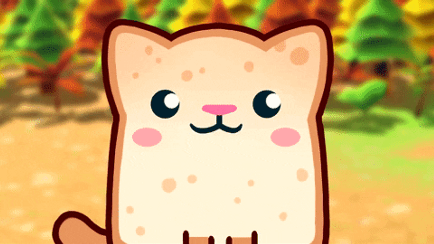 Pop Cat Loaf Bread Cartoon GIF