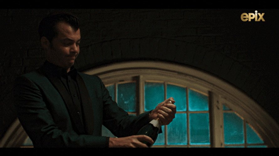 Pop Champagne Alfred Pennyworth GIF