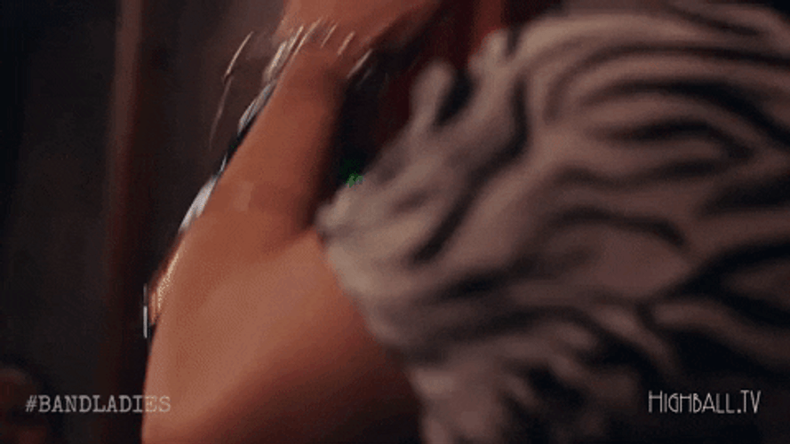 Pop Champagne Lady Shaking Bottle GIF