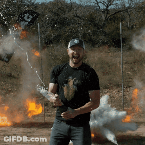 Pop Champagne With Fire Explosion GIF