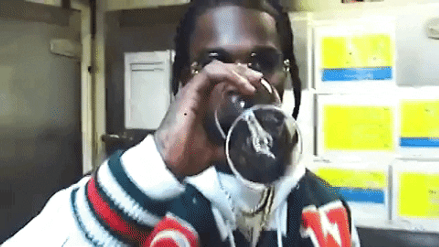 Pop Smoke Drinking Wine GIF