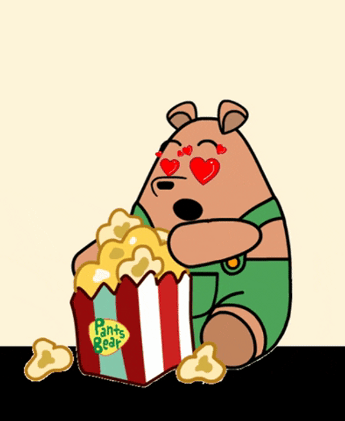 Popcorn Love Pants Bear GIF
