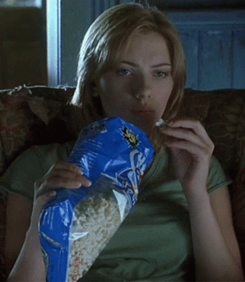 Popcorn Scarlett Johansson GIF