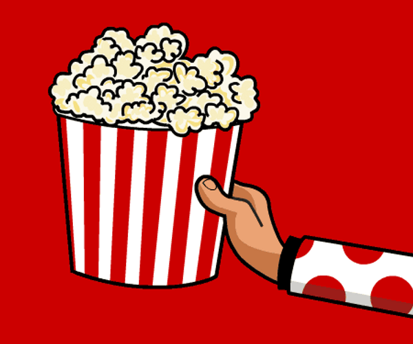 Popcorn Tub Hand Cartoon GIF