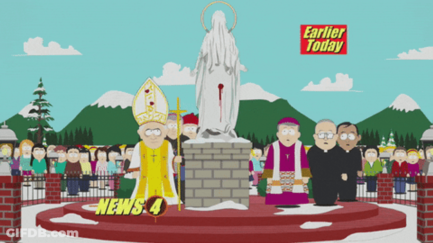 Pope John Paul II Mobile Checking Statue GIF