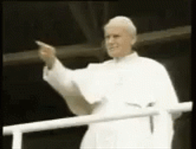 Pope John Paul II Waving In Pope Mobile GIF