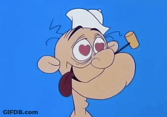 Popeye Heart Shaped Eyes GIF