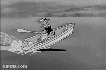 Popeye Rowing A Boat On A Lake GIF
