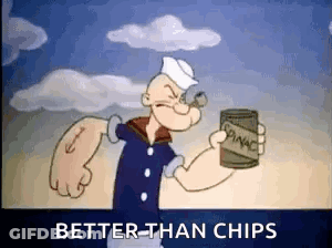 Popeye The Sailor Is Holding A Can Of Spinach In His Hand . GIF