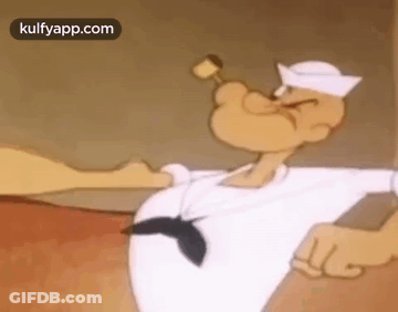 Popeye Holding Hammer In Mouth GIF