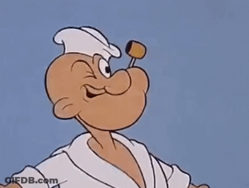 Popeye The Sailor Is Wearing A Bathrobe And Holding A Hammer In His Mouth In A Cartoon . GIF