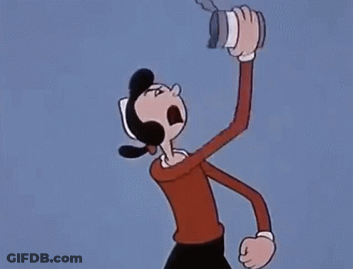 Popeye The Sailor Woman Is Flexing Her Muscles In A Cartoon And Looking Angry . GIF