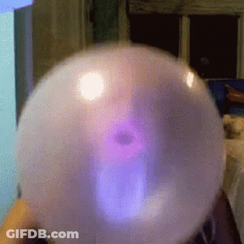 Popping A Huge Bubble Gum In Her Face GIF