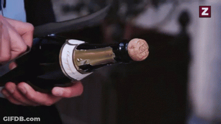 Popping Champagne Bottle With A Knife GIF