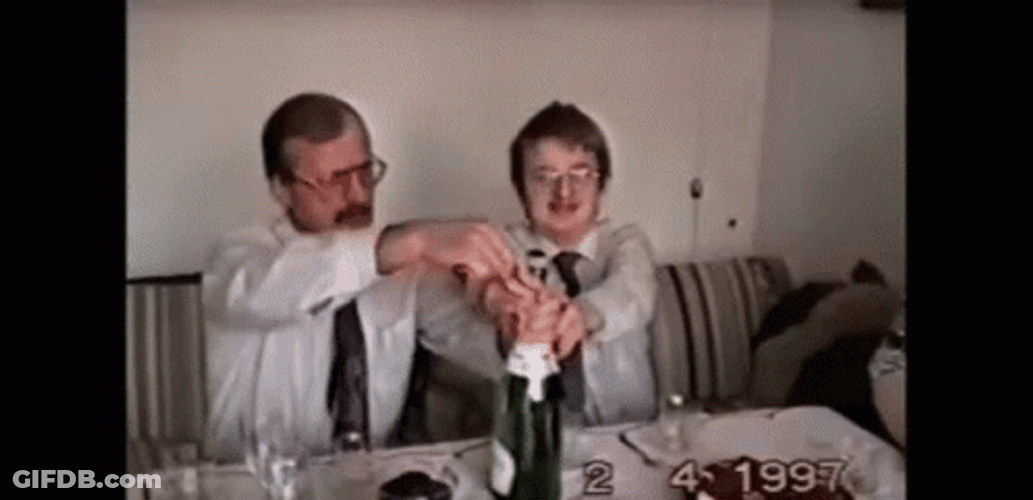 Popping Champagne Hilarious Reaction GIF