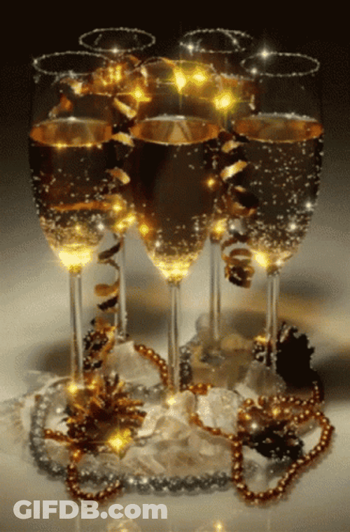 Popping Champagne Sparkling Glasses GIF