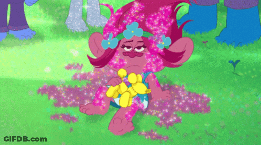 Poppy Sneezes Glitter Bomb GIF