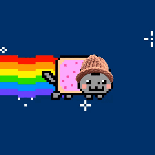 Poptart Cat Wearing Bonet GIF