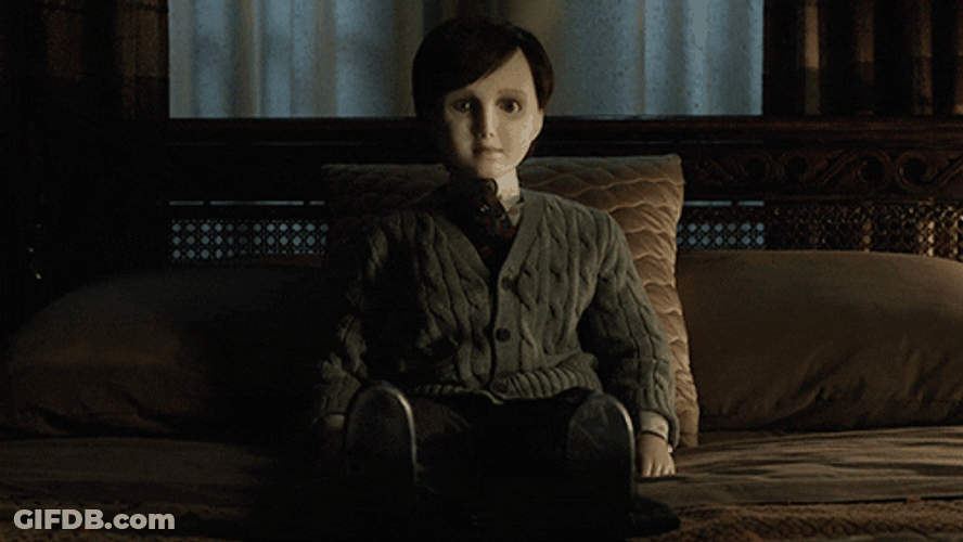 Porcelain Doll Sitting Terror GIF