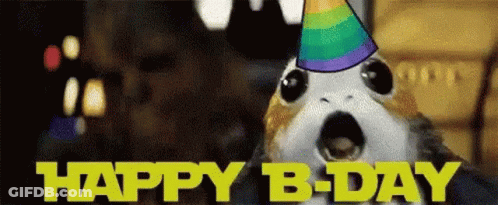 Porg In Party Hat Saying Happy Birthday GIF