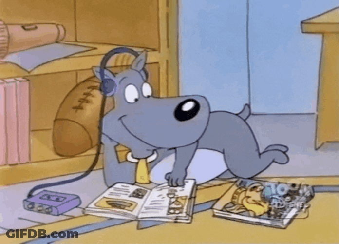 Porkchop Listening While Reading GIF