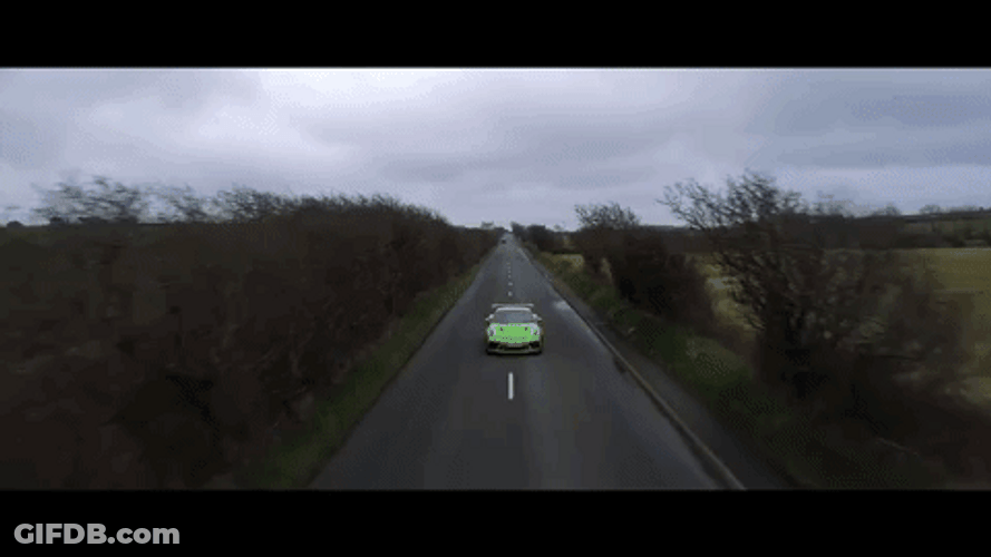 Porsche 911 Green Road View GIF