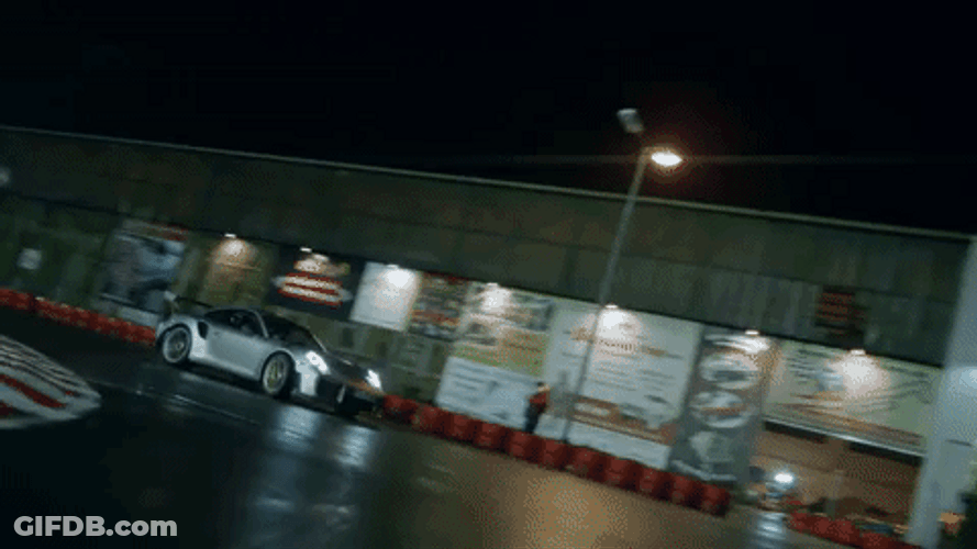 Porsche 911 Silver Moving In Curves GIF