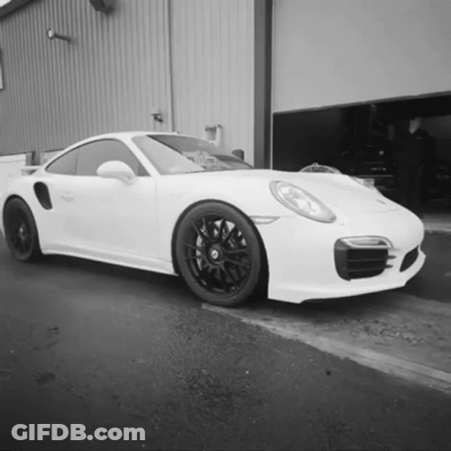 Porsche 911 Turbo White Taking Off GIF