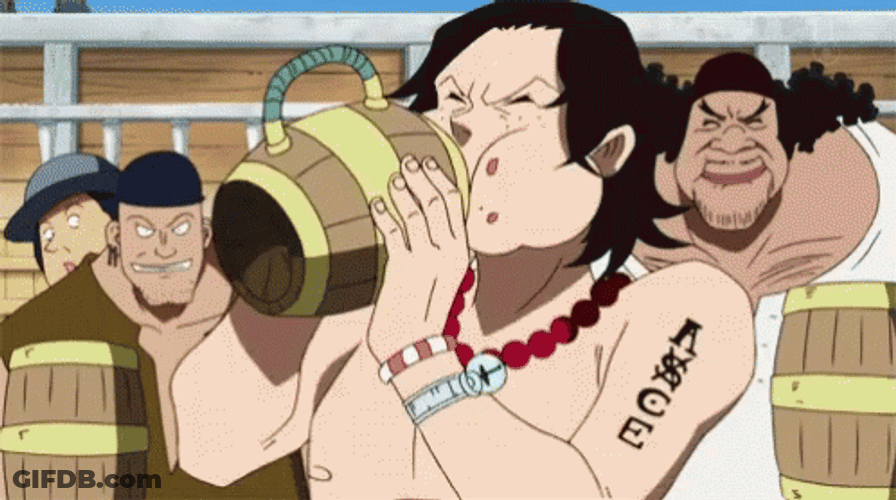 Portgas D Ace Drinking And Gasp GIF