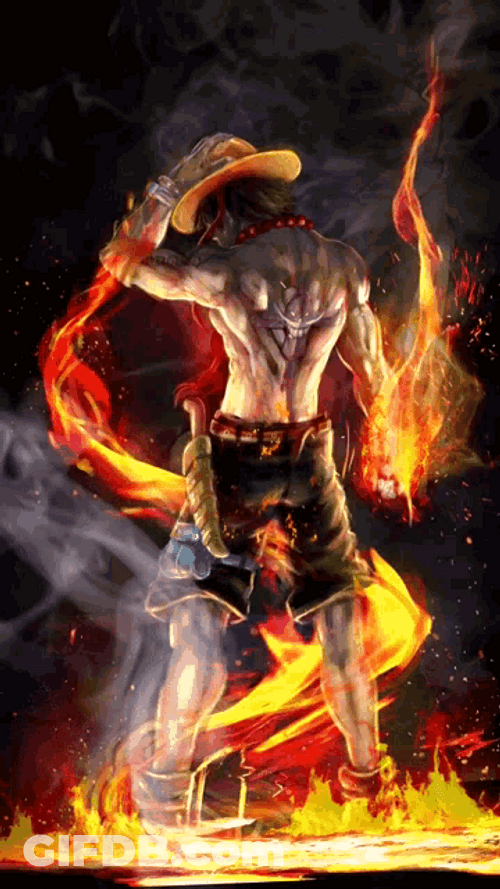 Portgas D Ace Flaming Artwork GIF