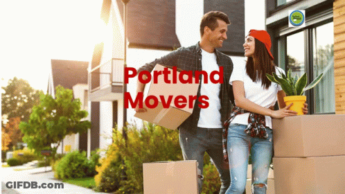 Portland Movers Man And Woman With Boxes GIF