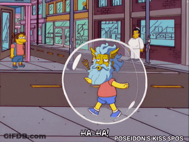 Poseidon's Kiss Bart Simpson Body Inside Bubble GIF