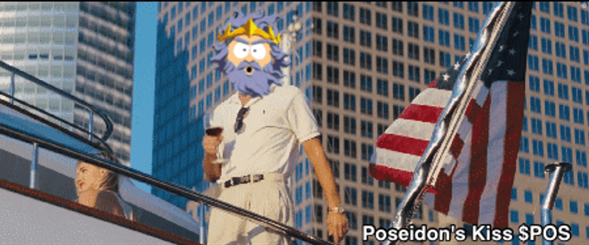 Poseidon's Kiss Edited Head Toasting Wine GIF