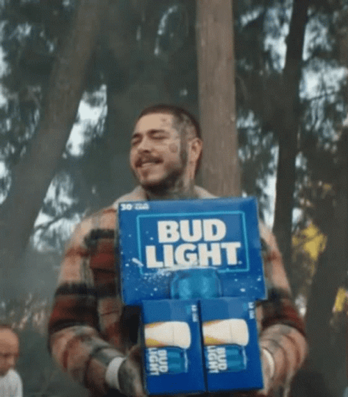 Post Malone Carrying Bud Light Boxes GIF