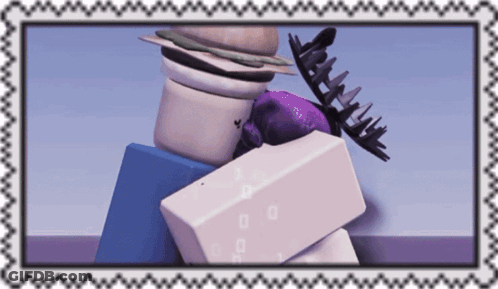 Postage Stamp Stack Of Blocks With Purple Object GIF