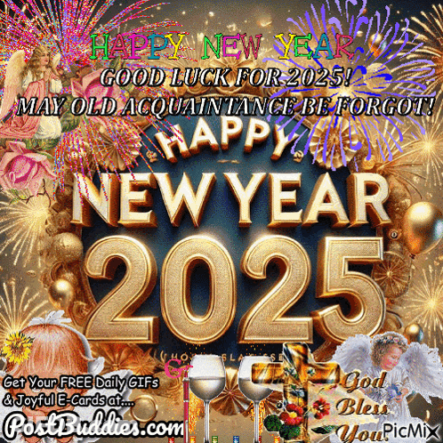 Postbuddies.com New Year Greeting Fireworks GIF