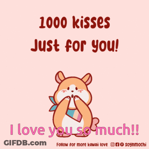 Postcard 1000 Kisses Just For You And I Love You GIF