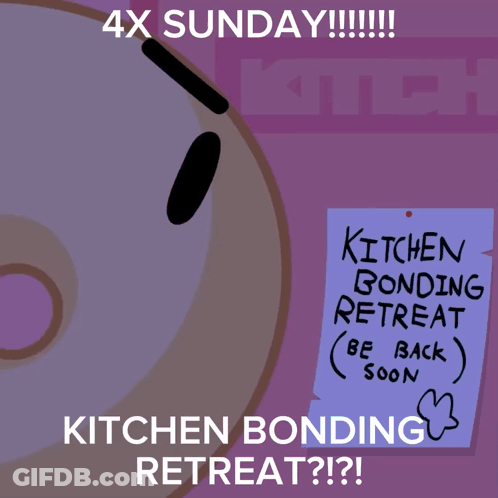 Poster Advertising Kitchen Bonding Retreat On Sundays GIF