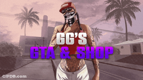 Poster For GG's GTA & Shop With Bandana Woman GIF