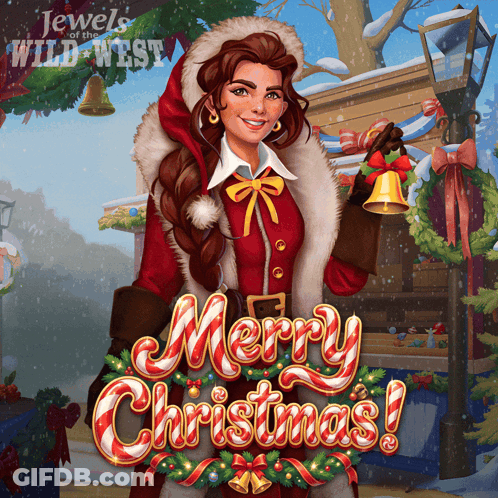 Poster For Jewel Of The Wild West With Woman Dressed As Santa Claus GIF