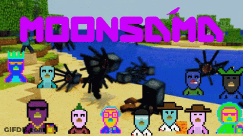Poster For Moonsland With Pixel Characters GIF