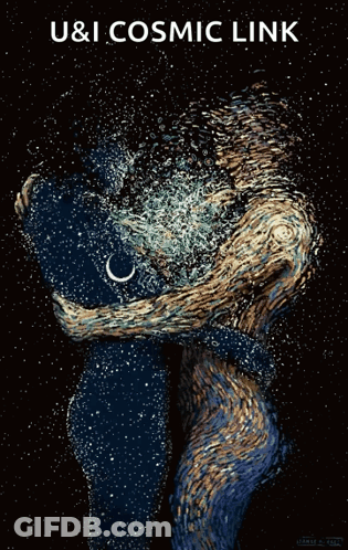 Poster For U & I Cosmic Link Two People Hugging GIF