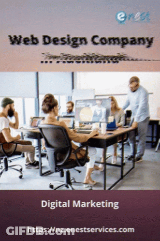 Poster For Web Design Company With Group Of People GIF