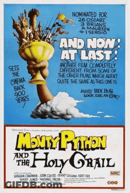 Poster Monty Python Holy Grail Run Away GIF