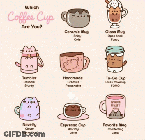 Poster Of Different Coffee Cups Including Ceramic Mug GIF