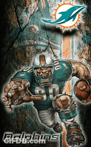 Poster Of Dolphins Football Player Running With Ball GIF