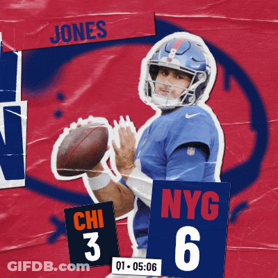 Poster Of Football Player Jones Holding Football GIF