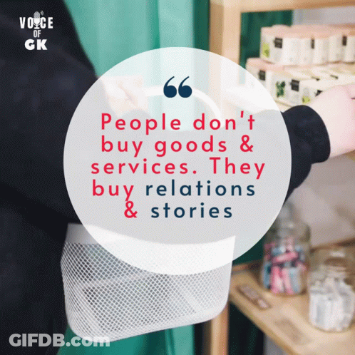Poster People Don't Buy Goods They Buy Relations GIF